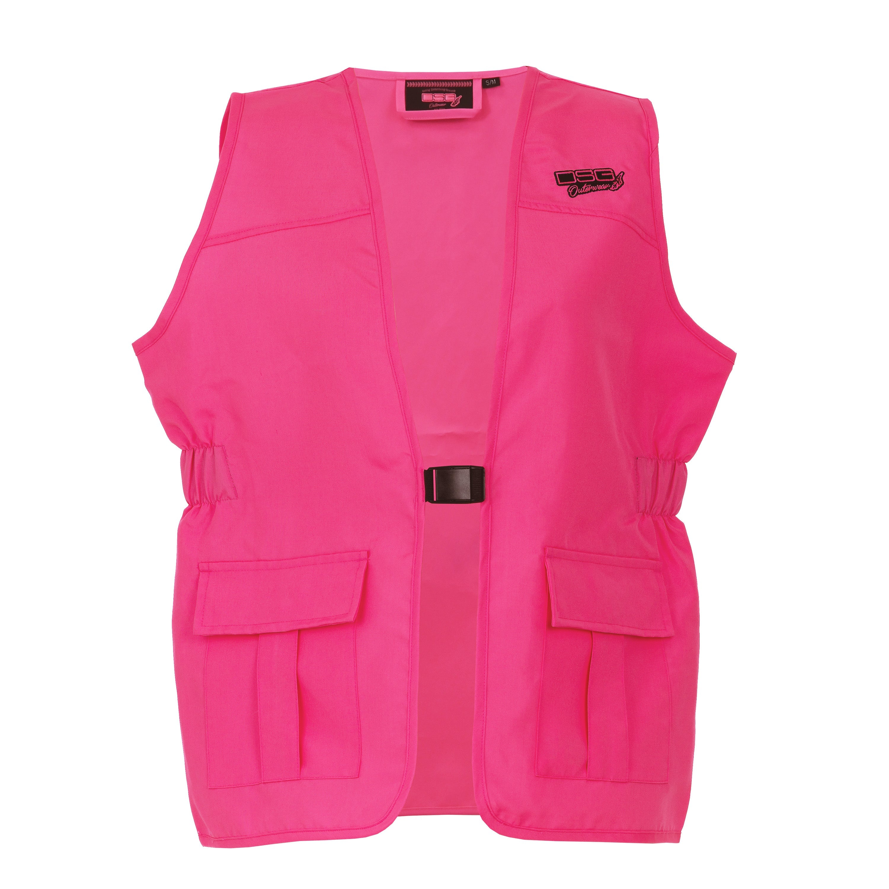 Front view of DSG OUTERWEAR Blaze Vest 2.0 in blaze pink, showcasing its lightweight design and vibrant color.
