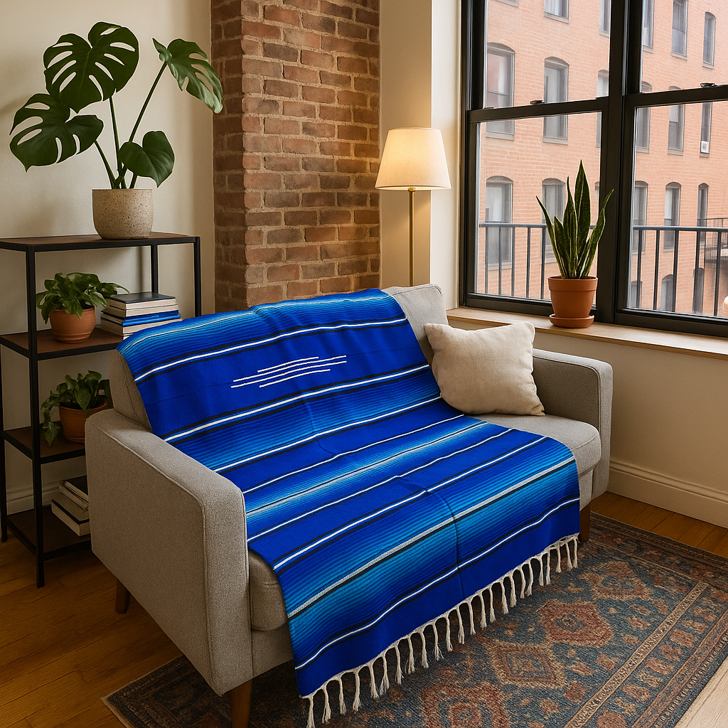 Blue Serape Isla Blanket - OVERLANDERS Outfitter