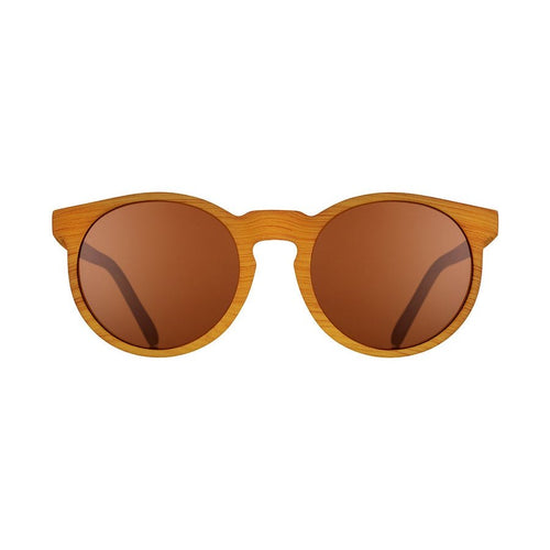 Bodhi's Ultimate Ride Circle G polarized sunglasses with black frames and dark lenses, showcasing a stylish accessory design.
