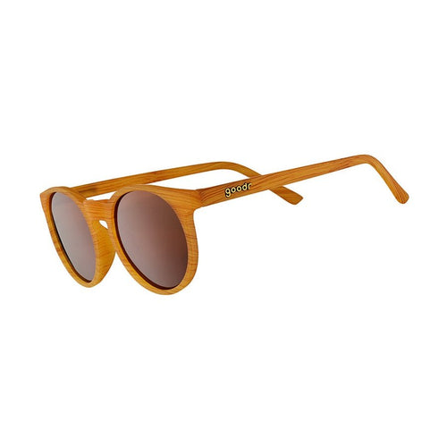 Bodhi's Ultimate Ride Circle G polarized sunglasses by Rare Air Discs with round tinted lenses and black frame.