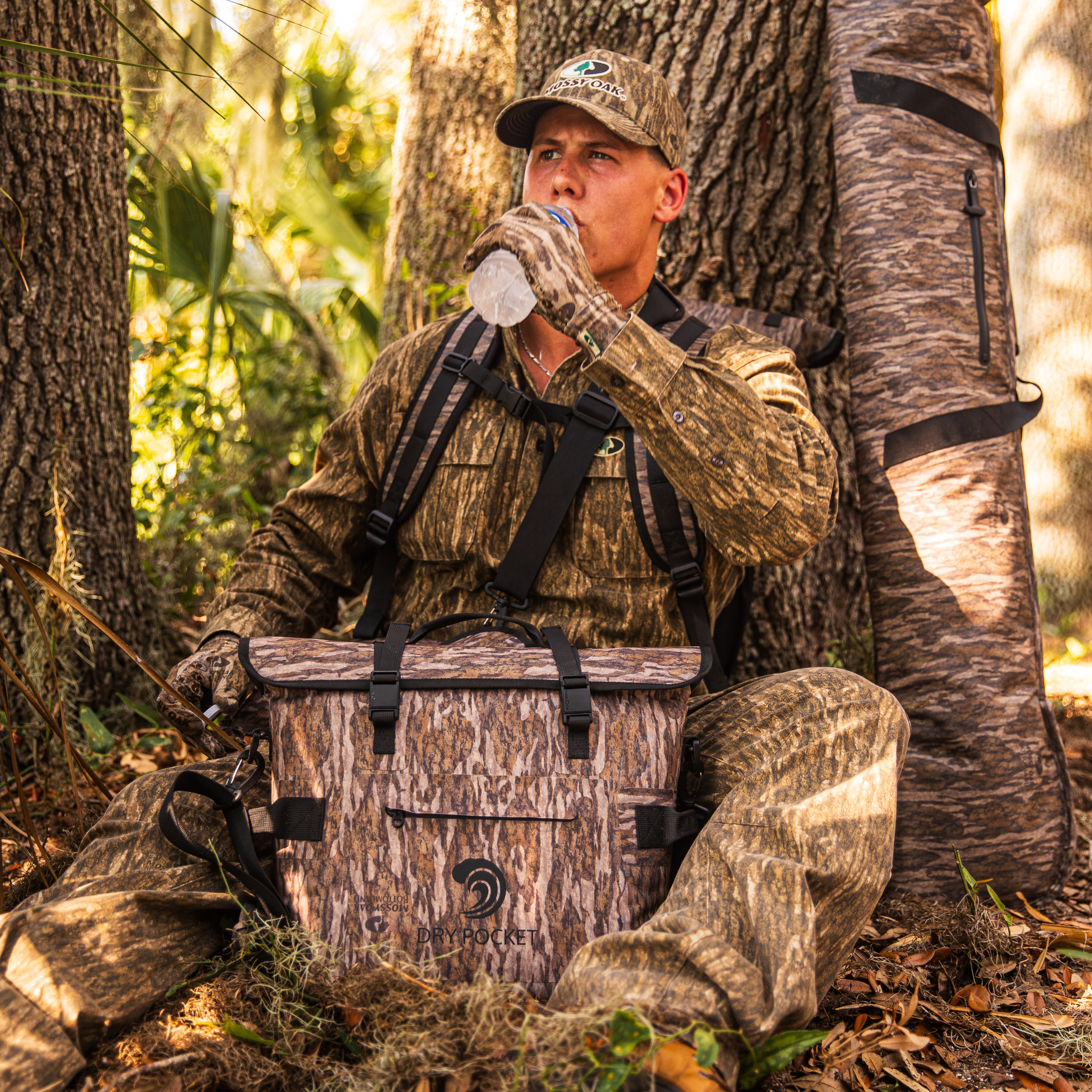 Dry Pocket waterproof floating cooler bag with auto-sealing tote design, ideal for outdoor adventures and keeping items dry.