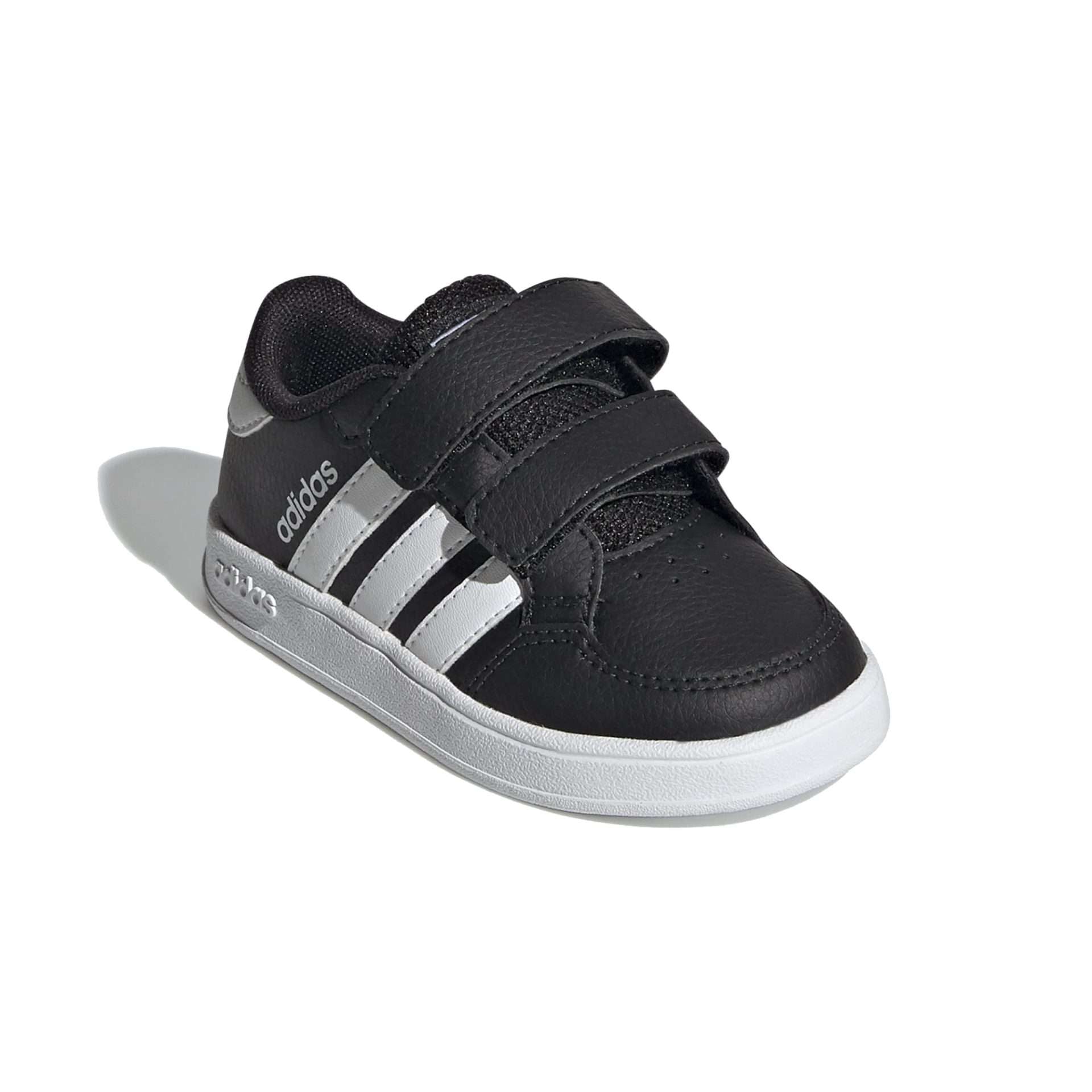 Black adidas infant's Breaknet shoes by runnwalk, featuring a sporty design and comfortable fit for young children.