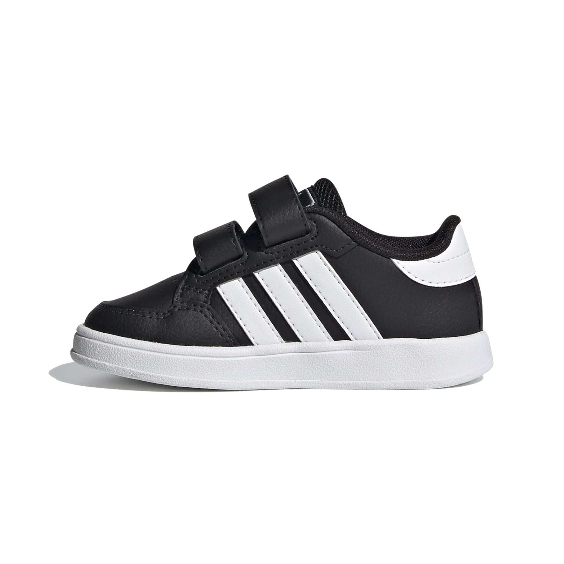 Black adidas infant's Breaknet shoes from runnwalk with white accents, featuring lace-up design and sporty casual style.