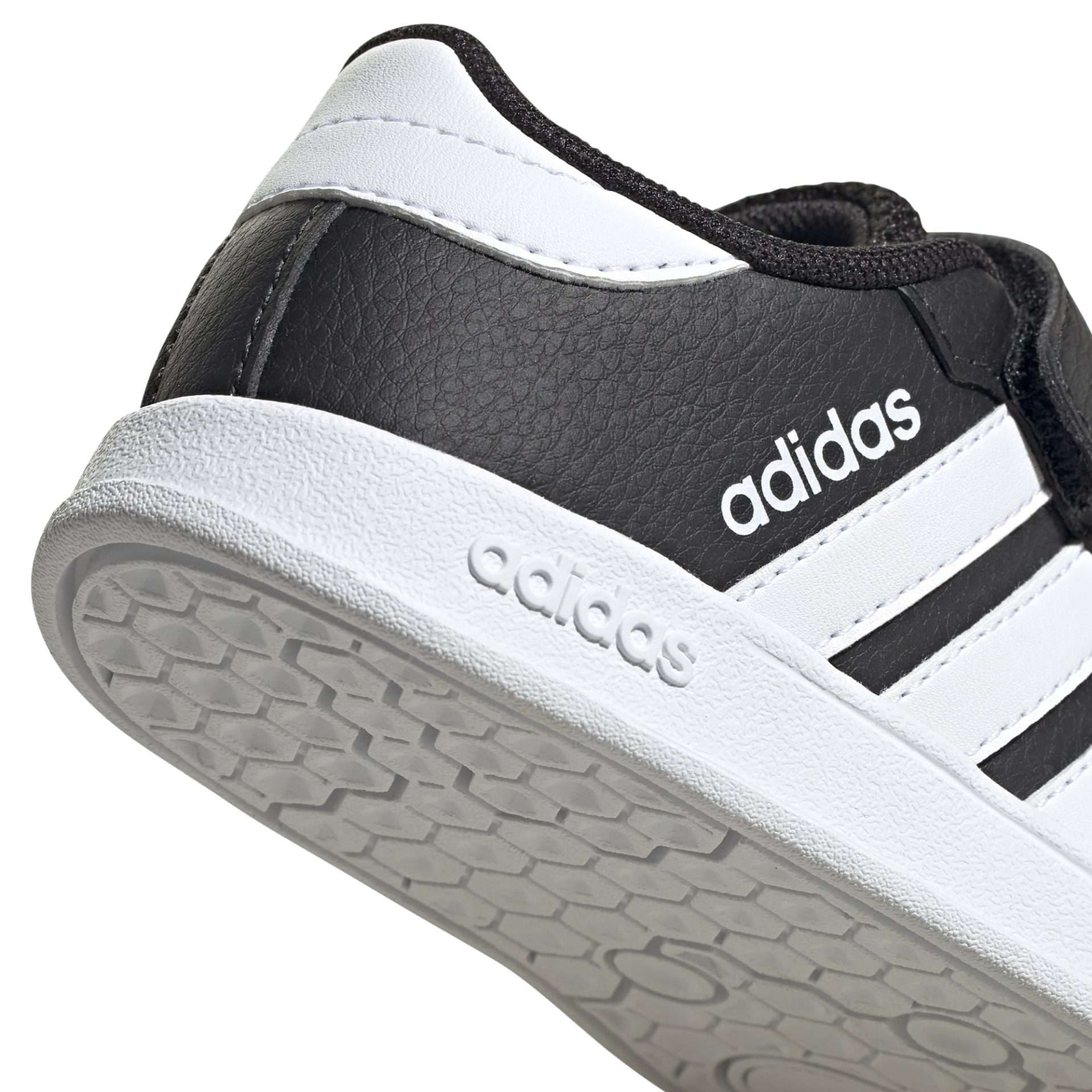 Black adidas infant's Breaknet shoes with velcro straps, featuring a sporty design and durable sole for active little ones.