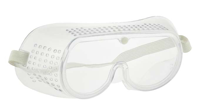 Breathable safety goggles with vents for chemical spills and debris protection, designed for emergency safety and tools use.