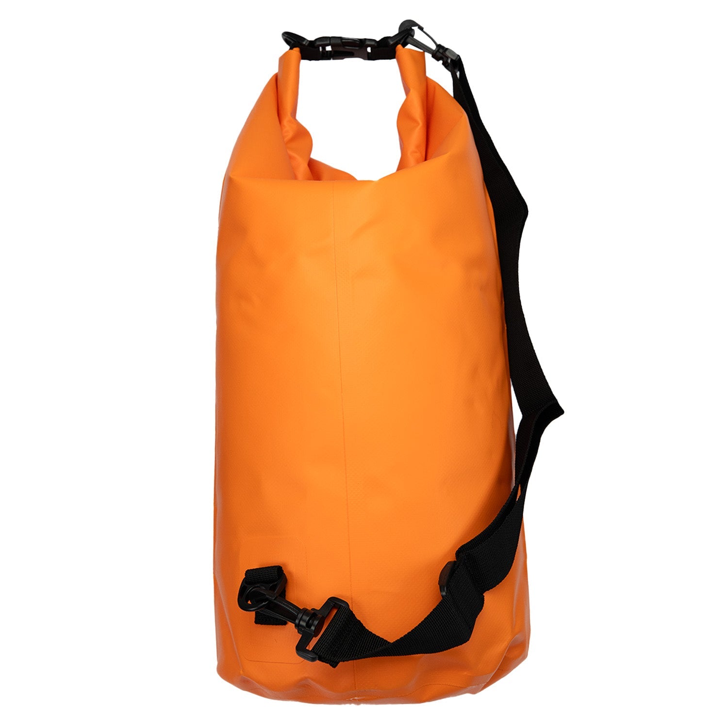 Bright orange waterproof dry bag with roll-top closure, designed for emergency use and flotation, from Quake Kits.