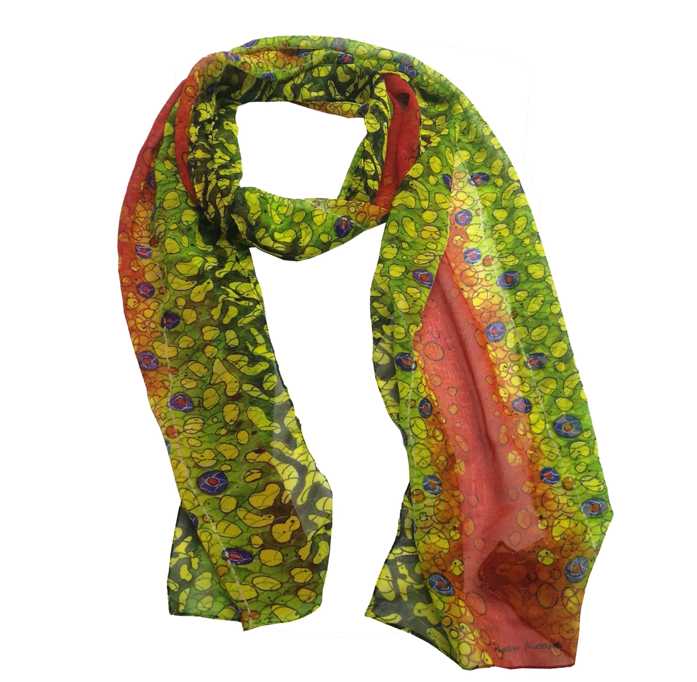 Fin-Flank Silk Brook Trout#2 Scarf - OVERLANDERS Outfitter
