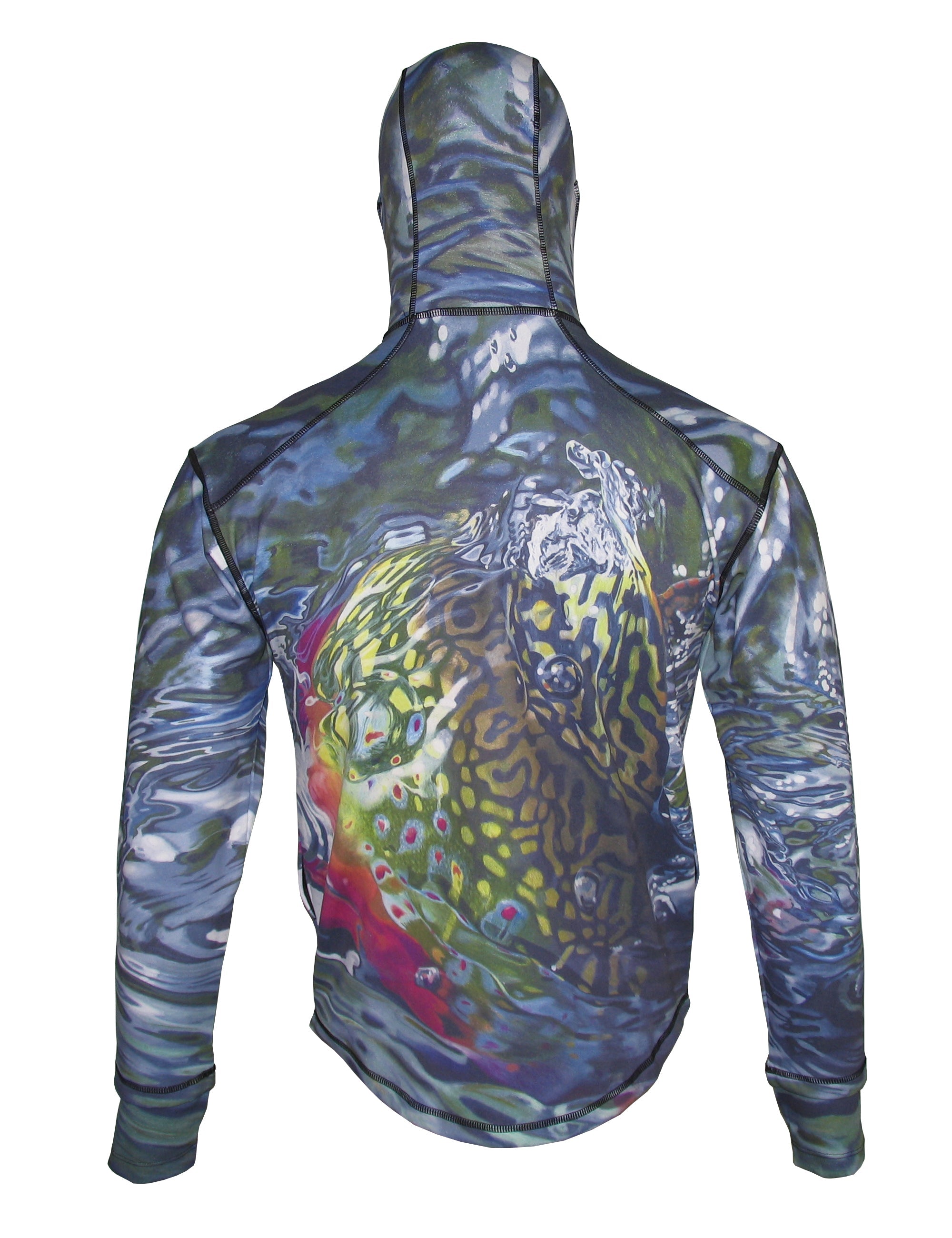 Brook Body Heavyweight 1/4-Zip FlexShell fishing hoodie by Cognito Brands, Inc., back view showing fleece fabric and zip closure.