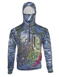 Cognito Brands Brook Body heavyweight 1/4-zip FlexShell fishing hoodie in black, front view showing lightweight fleece fabric and zip collar.