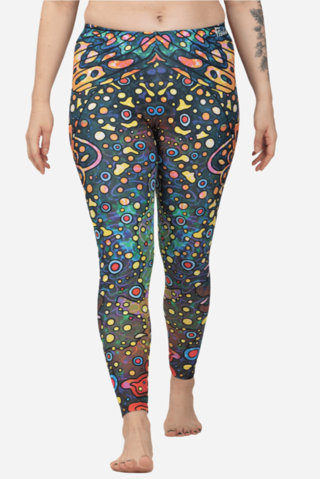 FisheWear Brookie Signature Leggings in black with subtle pattern, snug fit, high waistband, made from stretchy, comfortable fabric.
