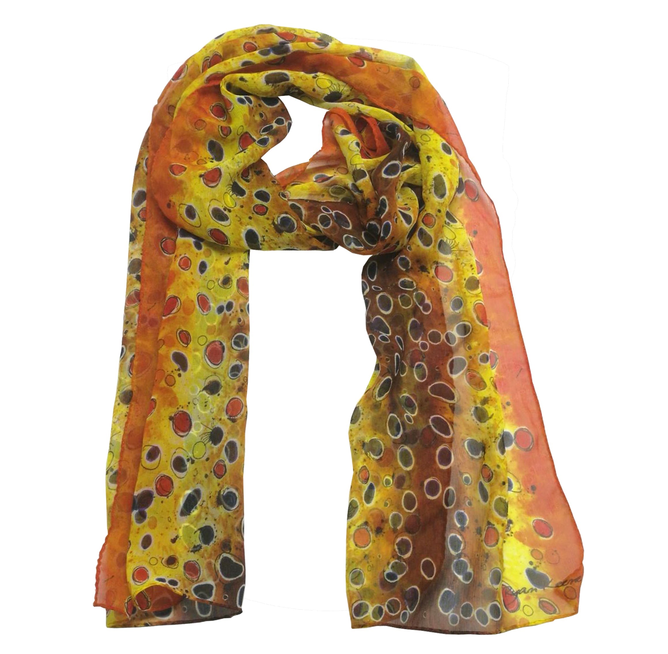 Fin-Flank Silk Brown Trout#2 Scarf - OVERLANDERS Outfitter