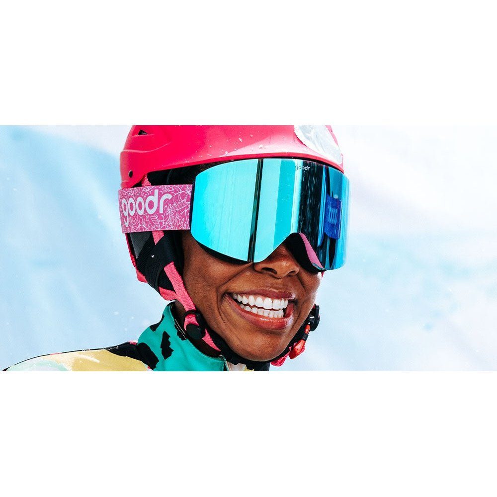 Rare Air Discs Bunny Slope Dropout polarized snow goggles with reflective lenses, designed for winter sports and clear vision on the slopes.