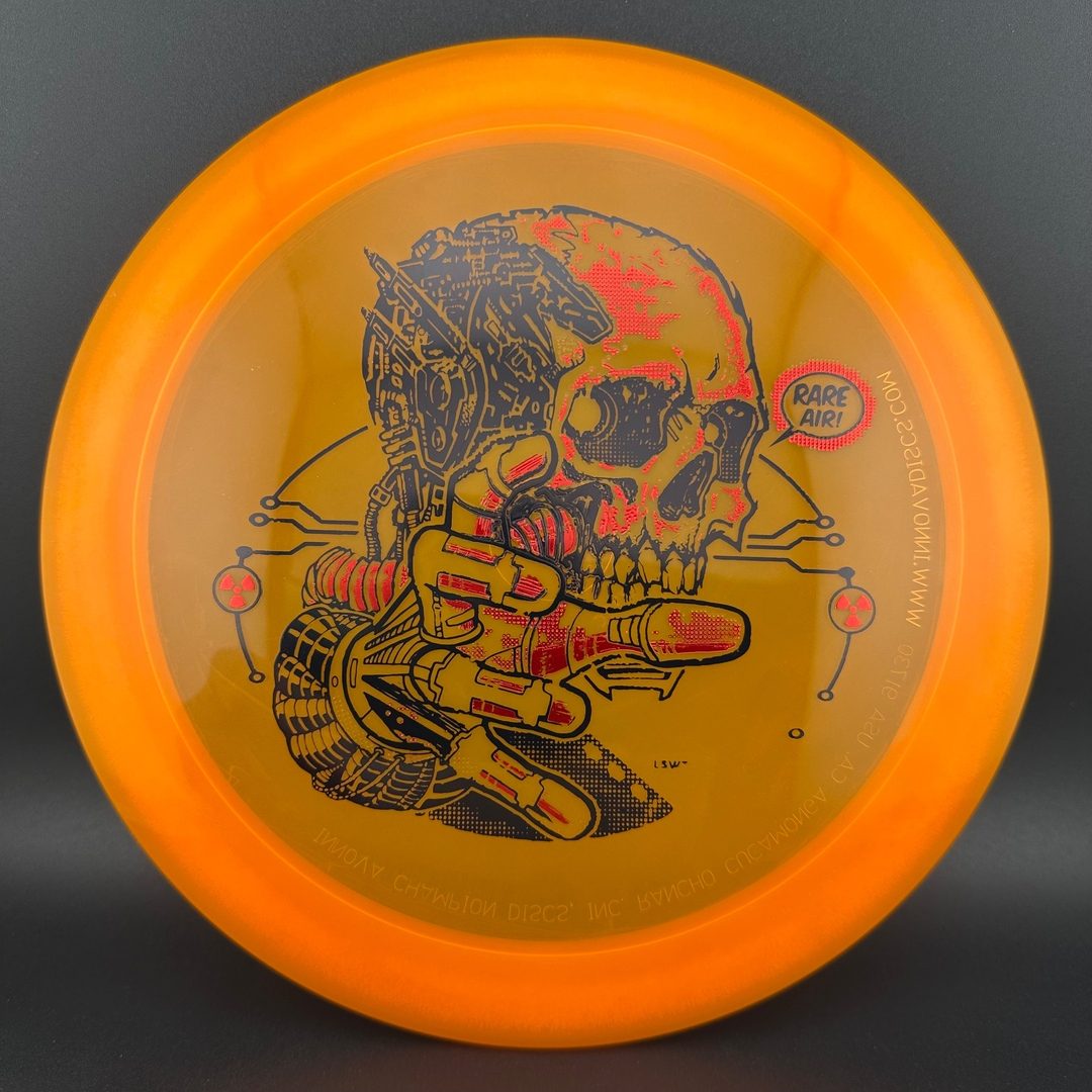 Rare Air Discs Gummy C-Blend Aztec disc golf disc from the FEAR V1 series by Les White, featuring vibrant colors and detailed design.