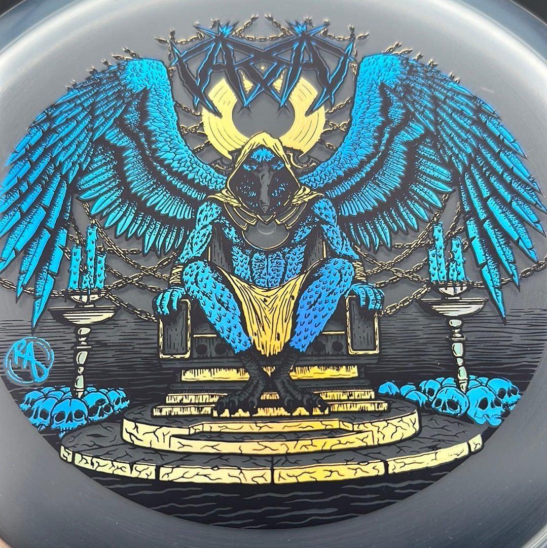 CryZtal Buzzz disc golf disc by Rare Air Discs featuring Karudi the Overseer design from Cult of RAD by Ripper Studios