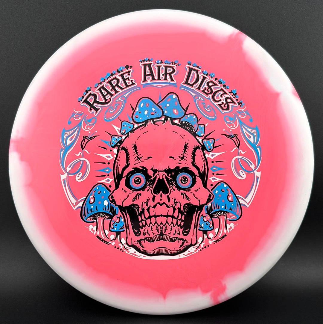 Rare Air Discs Halo S-Blend Tomb disc golf stamp by Manny Trujillo featuring Crushin' Amanitas design on disc.