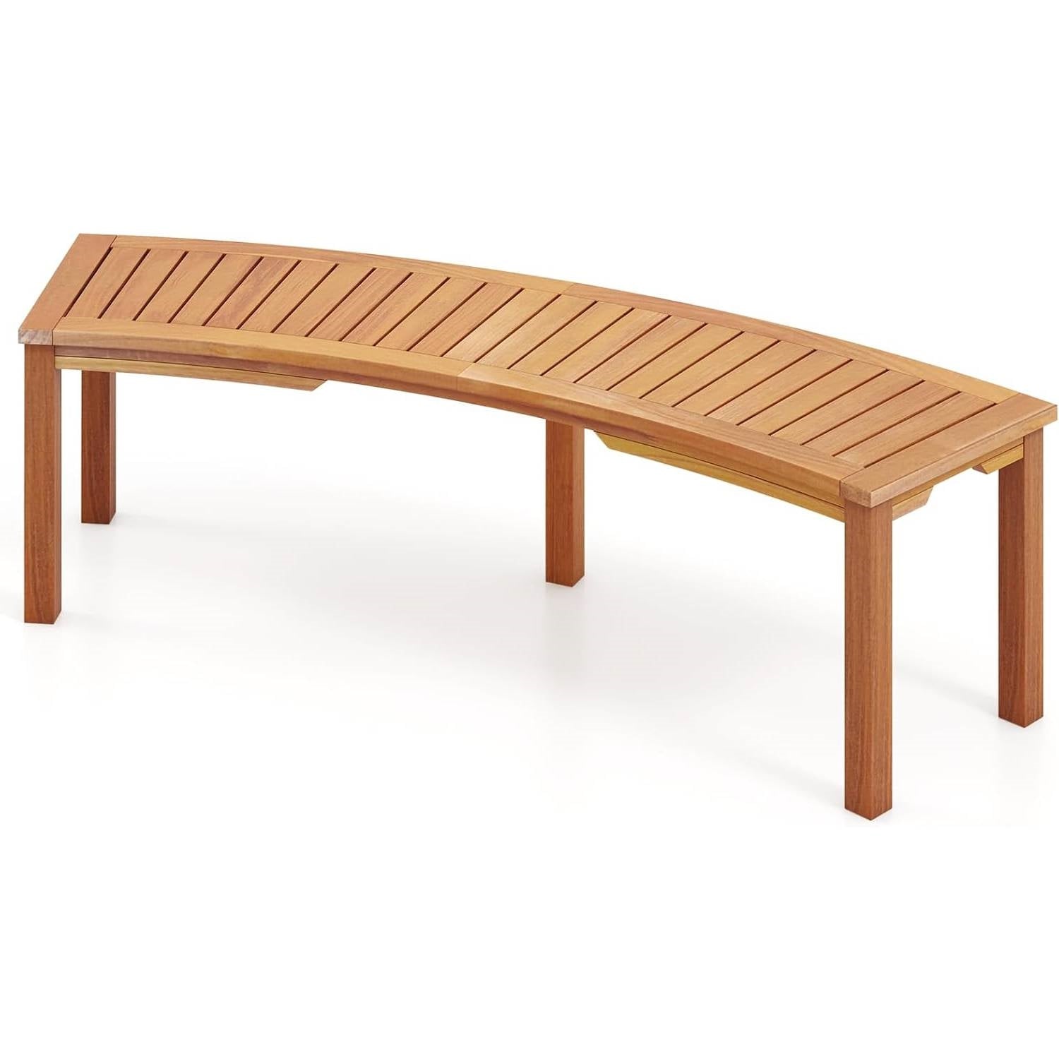 Outdoor wooden garden bench for two with a modern arch design, featuring a backless style from HomePacific.