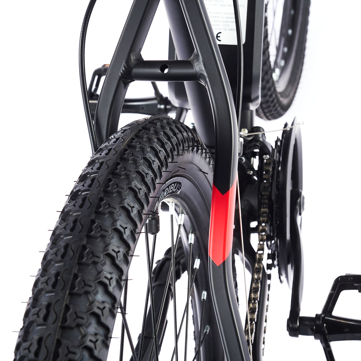 Viribus Panther electric mountain bike with black frame, thick tires, and front suspension for off-road riding.