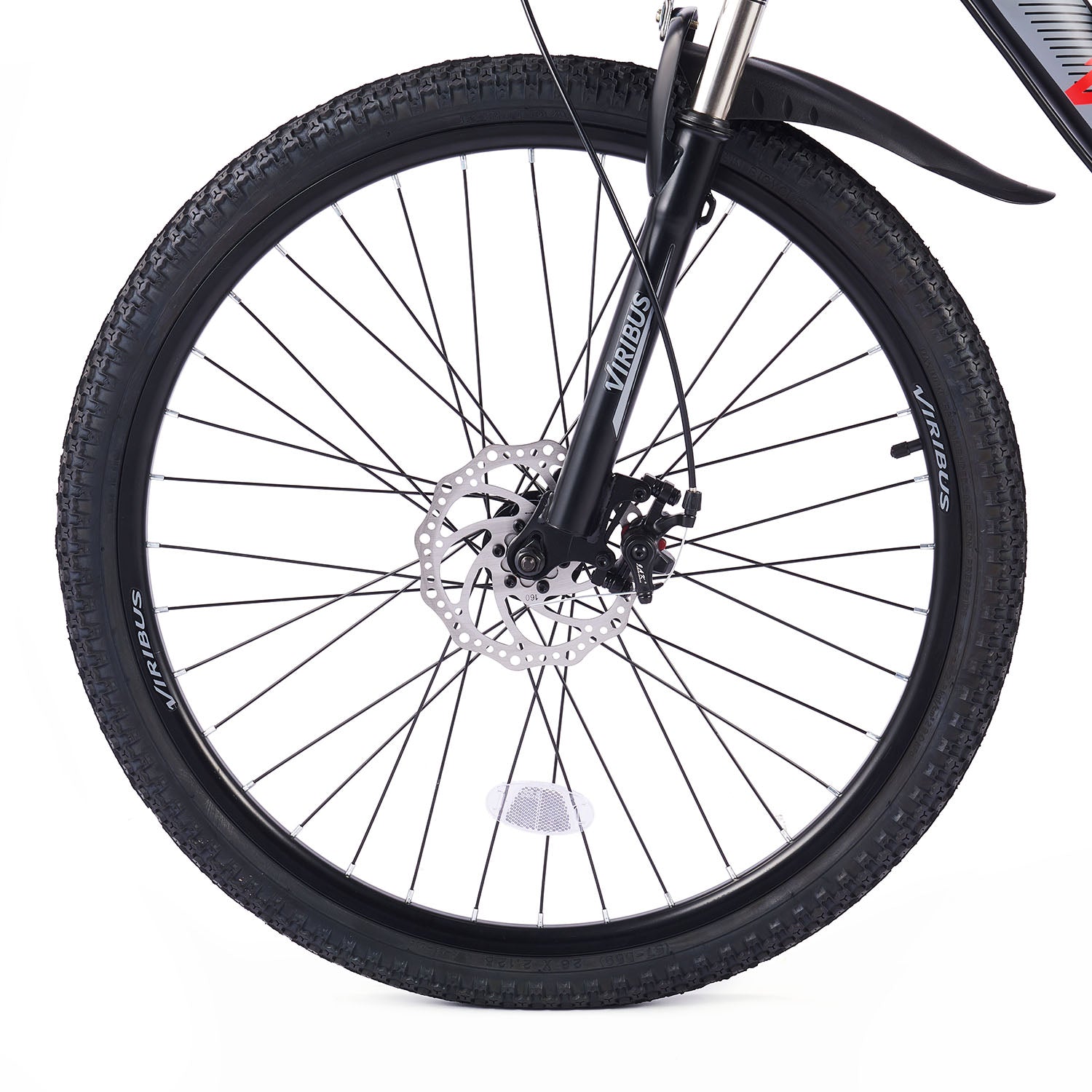 Viribus Panther electric mountain bike with black frame and fat tires, ready for off-road riding on rugged trails.