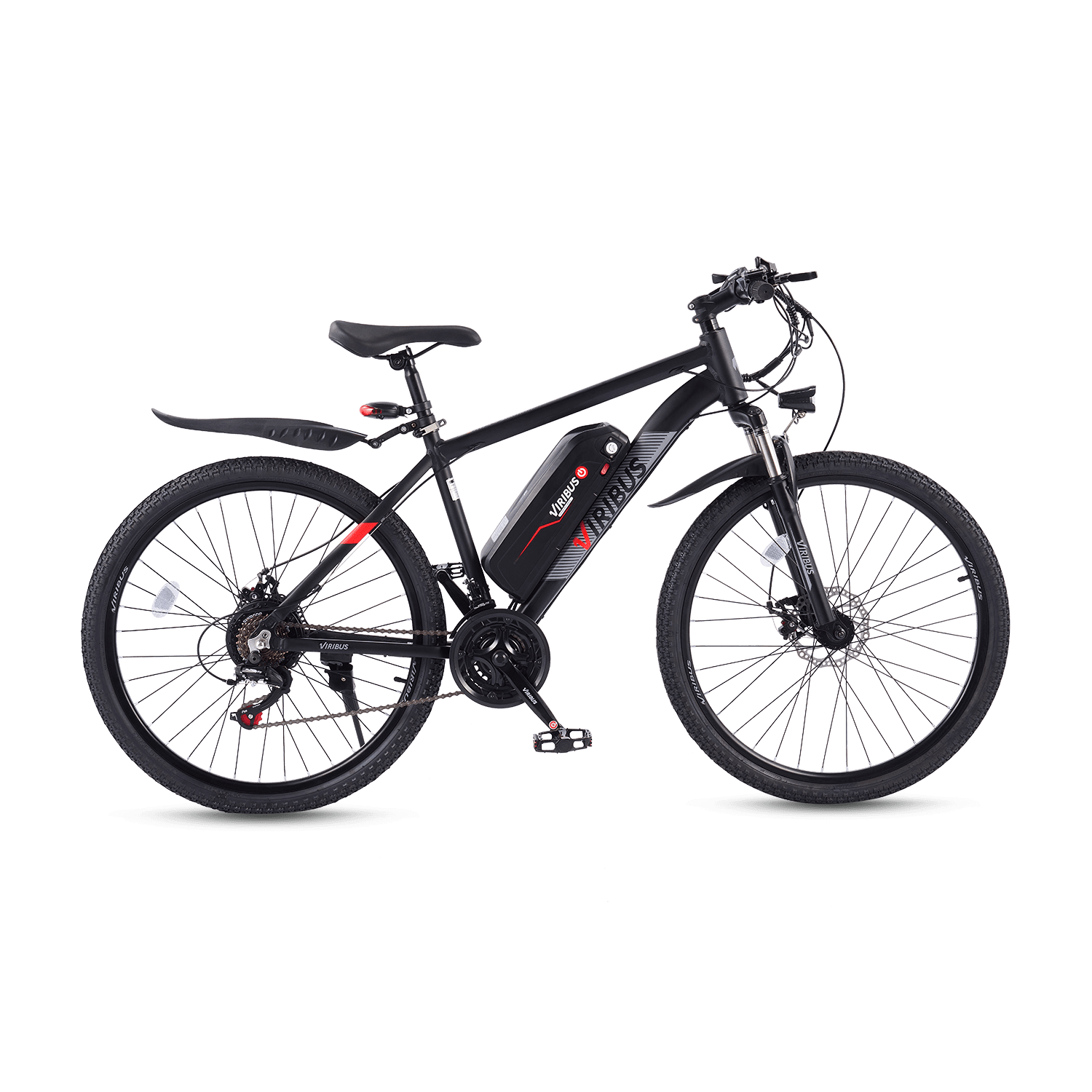 Viribus Panther electric mountain bike with rugged frame, front suspension, and fat tires designed for off-road riding.