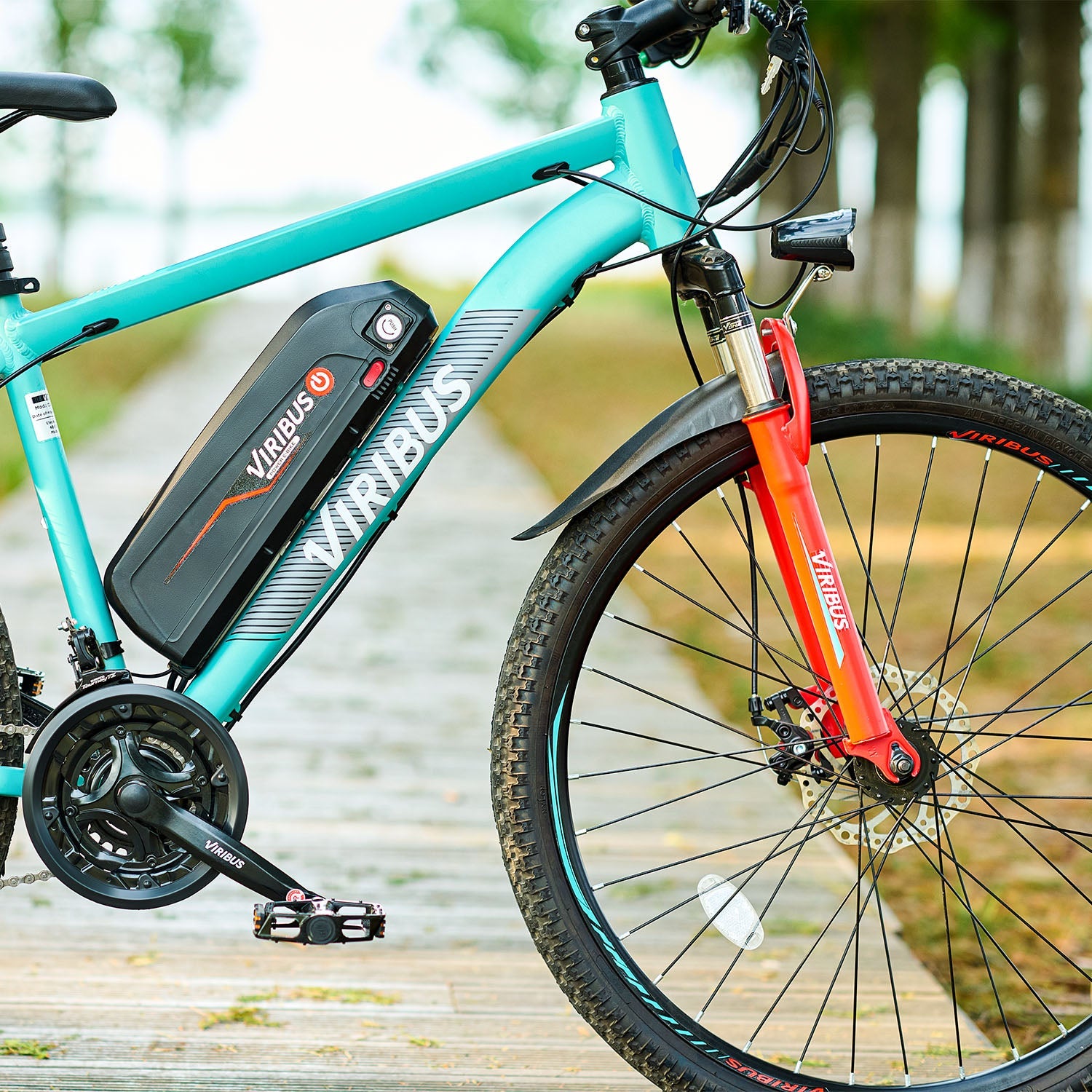 Viribus Panther electric mountain bike with black frame and thick tires suitable for off-road riding.