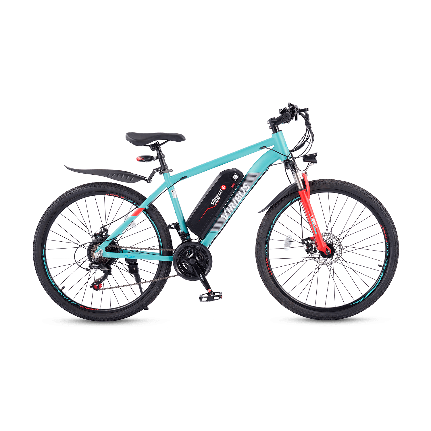 Viribus Panther electric mountain bike with black frame and thick tires, ready for off-road riding.