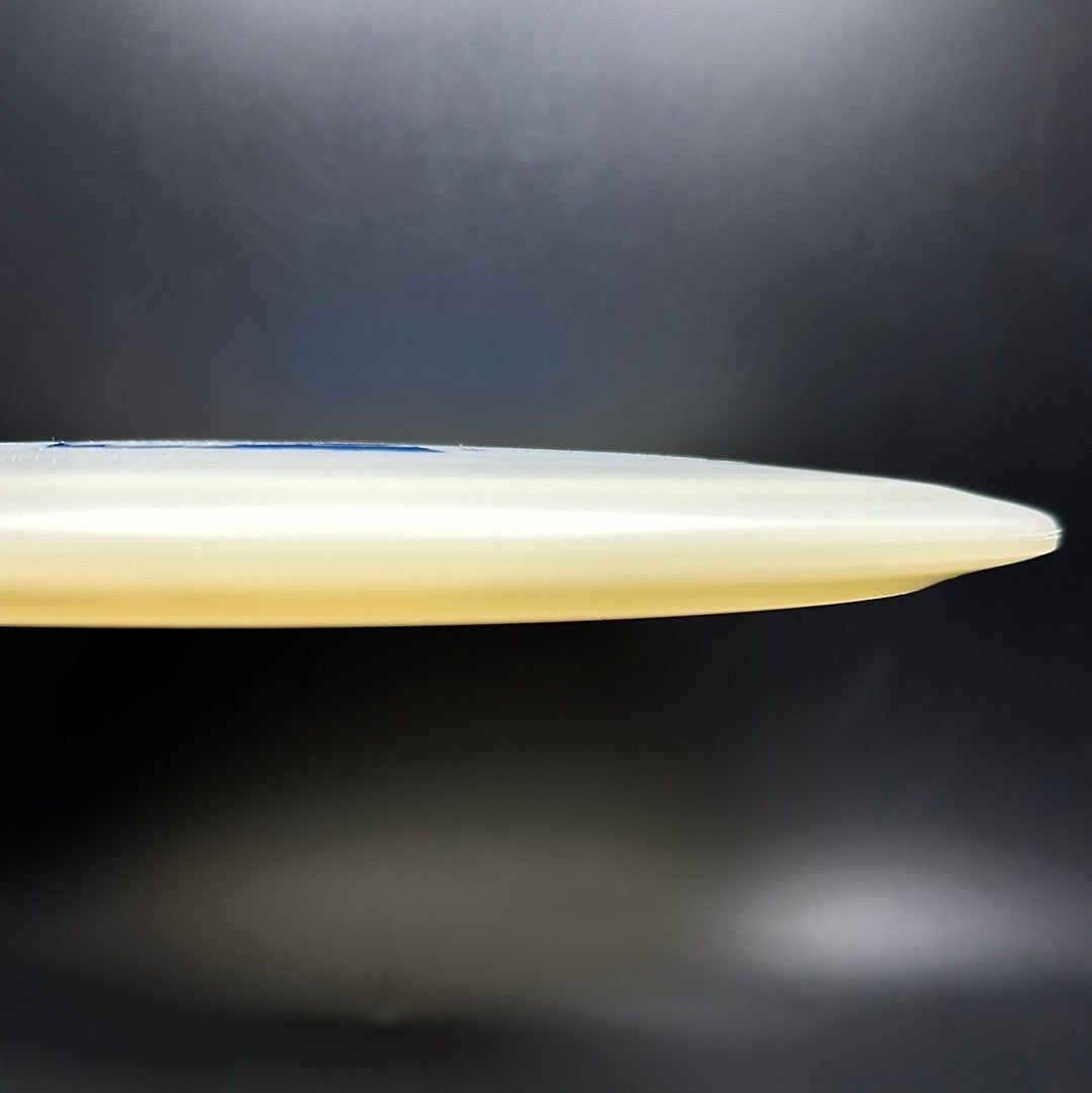 Glow C-Line FD disc golf disc by Rare Air Discs with custom "Mystic RAD Vision" stamp on a white background.