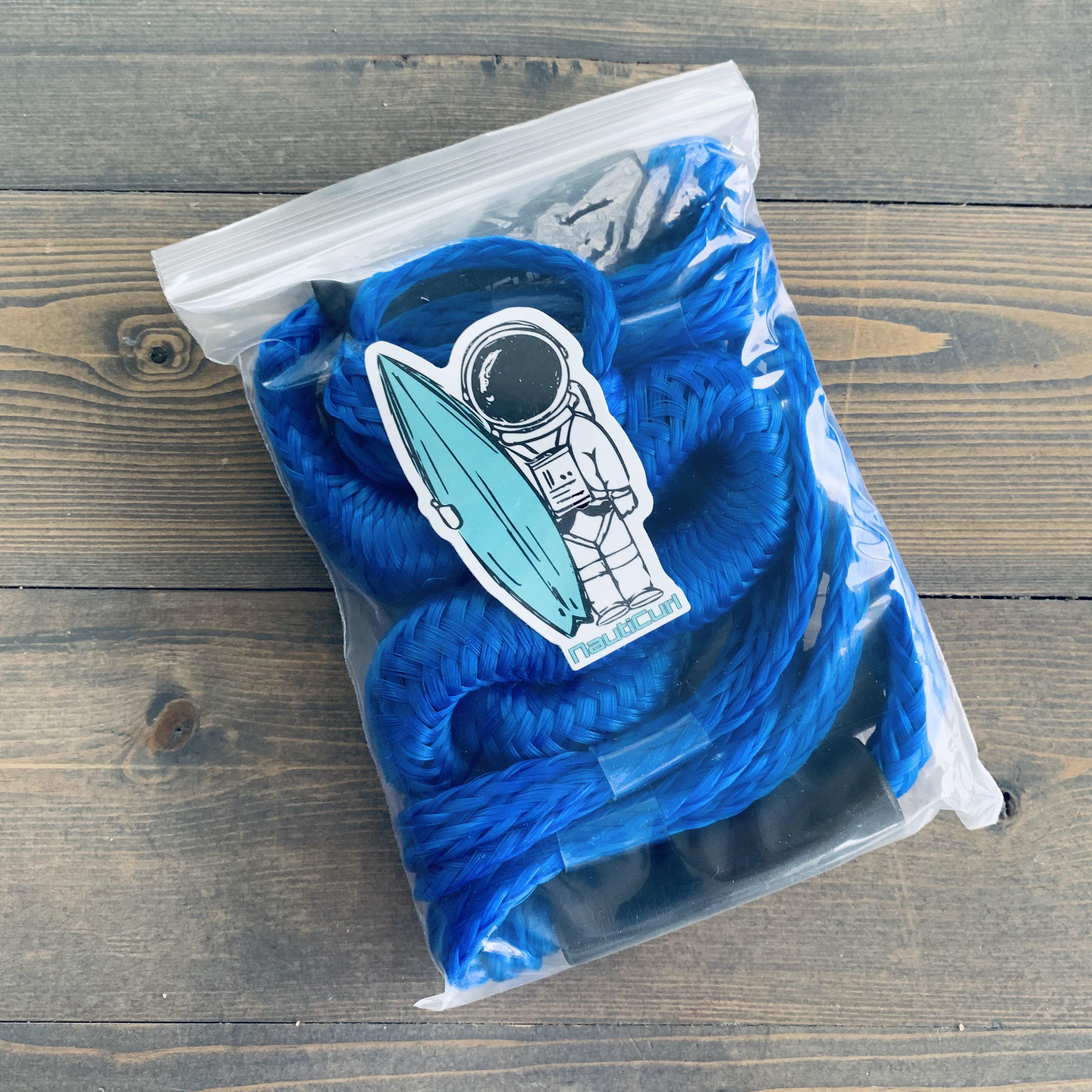 NautiCurl LLC shock-absorbing bungee boat ropes, a pair of durable marine accessories with adjustable hooks and elastic cord.