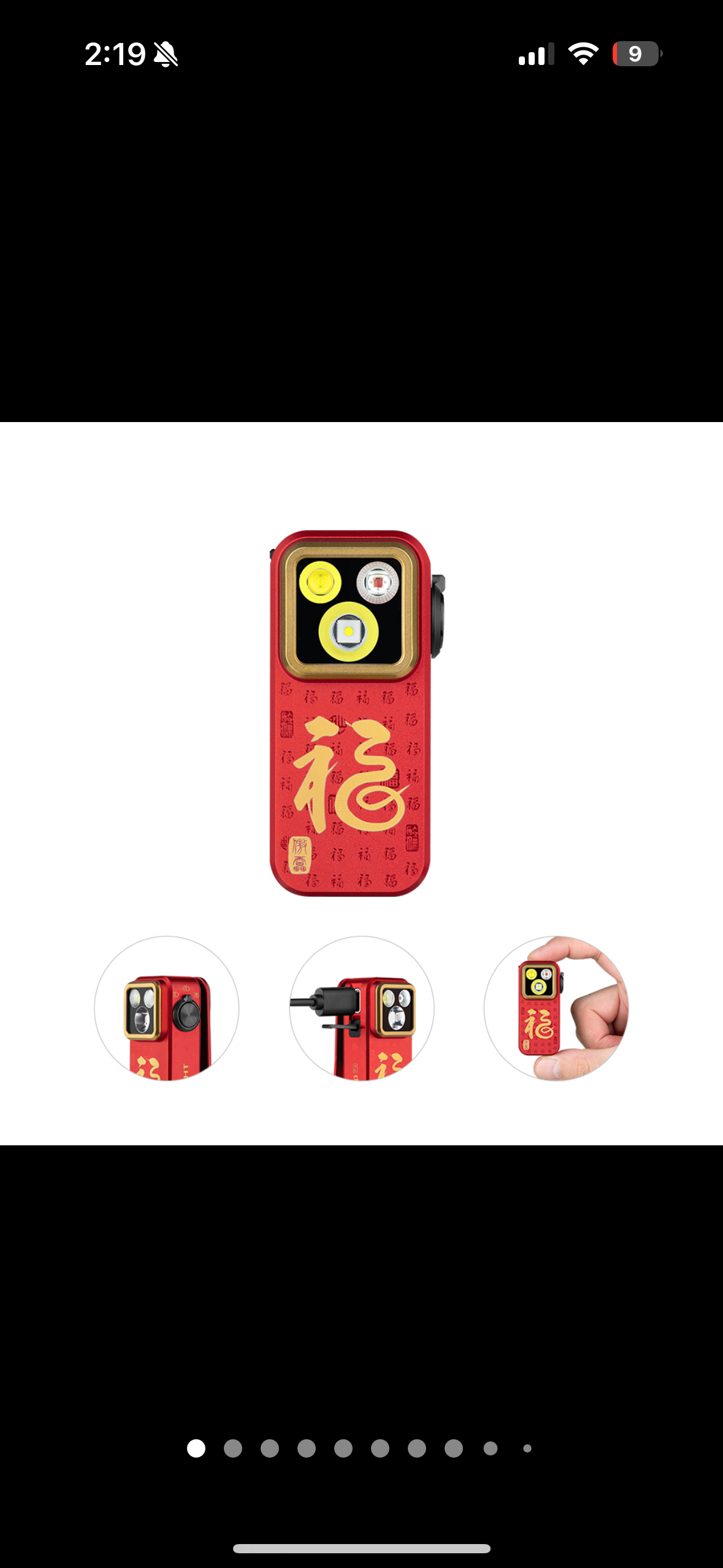 MUCITUP Olight Oclip Pro flashlight with clip, showing flood, spot, and red modes in four color options.