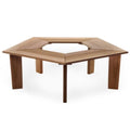 Solid cedar wood outdoor pentagon garden bench with five sides, designed for outdoor garden seating by HomePacific.