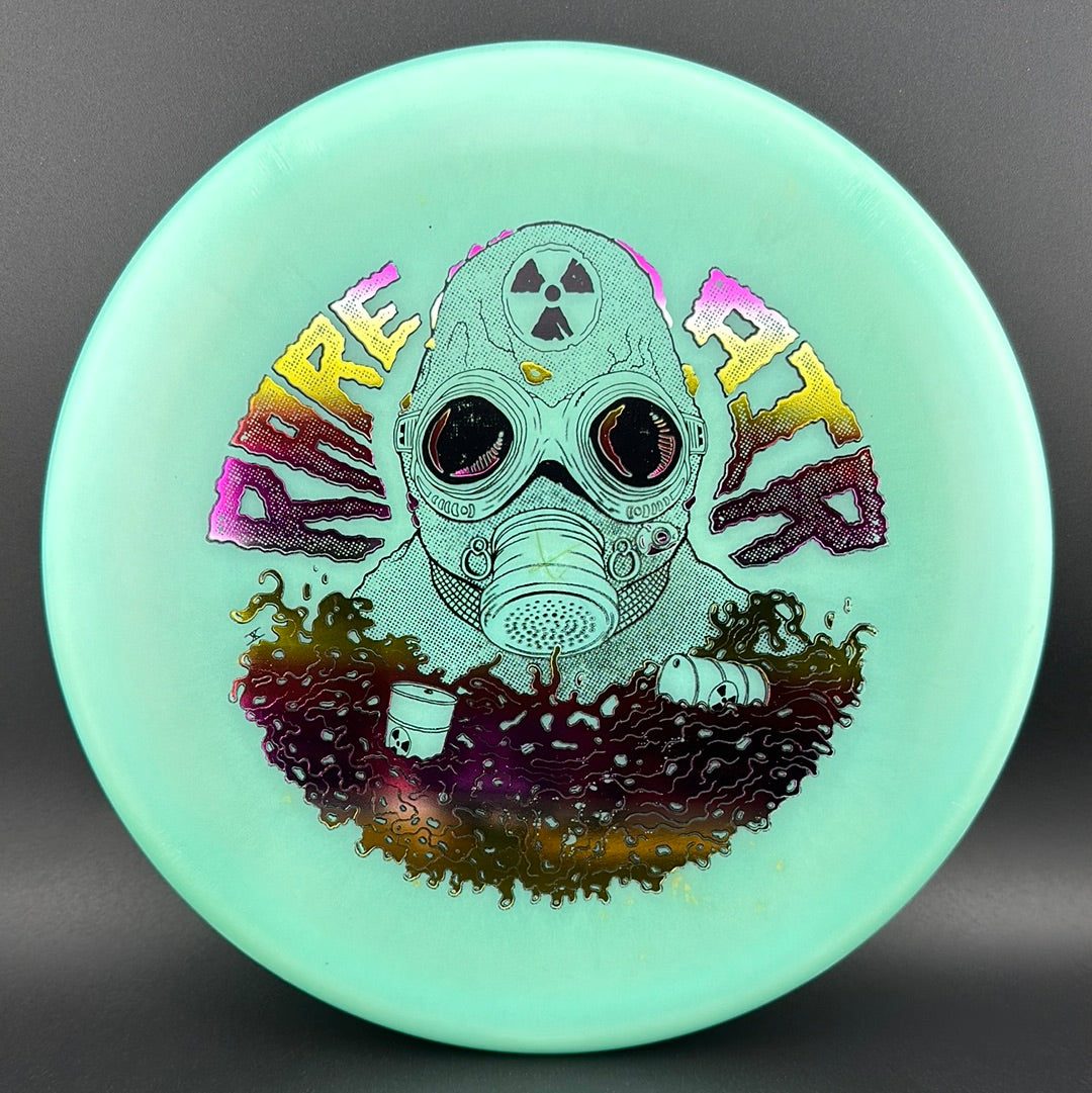 Color Lunar Recon Mortar F2 disc golf disc by Rare Air Discs featuring Radioactive Man stamp in vibrant lunar-themed design.