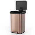 HomePacific 13-gallon copper gold stainless steel step trash can with soft-close lid for kitchen waste disposal