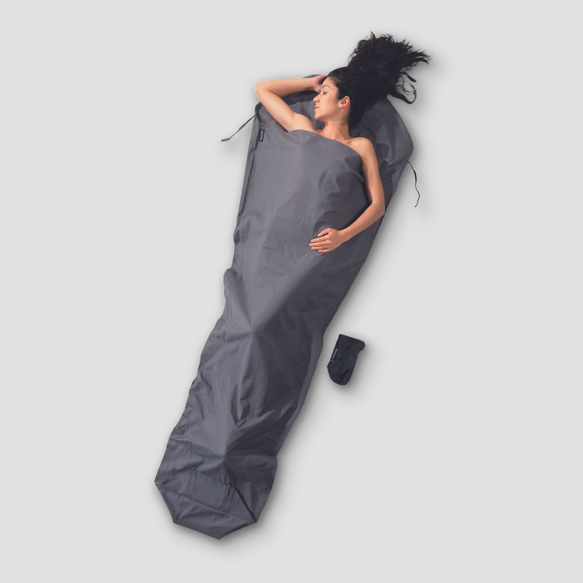 Cotton MummyLiner™ from COCOON, showing soft cotton fabric designed for comfortable camping or sleeping bag lining.