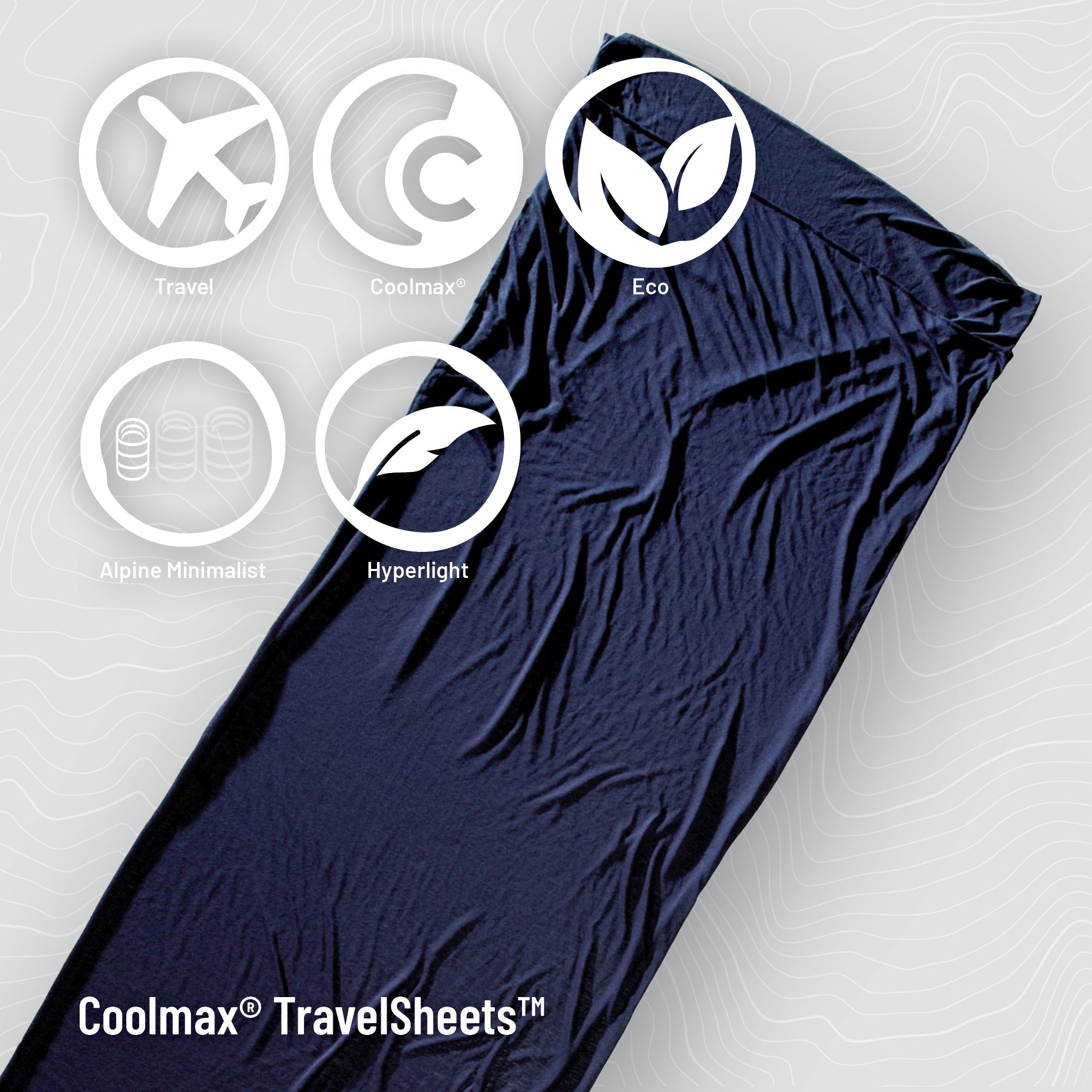 COCOON TravelSheet™ made with COOLMAX® fabric, lightweight and breathable for comfortable travel and camping.