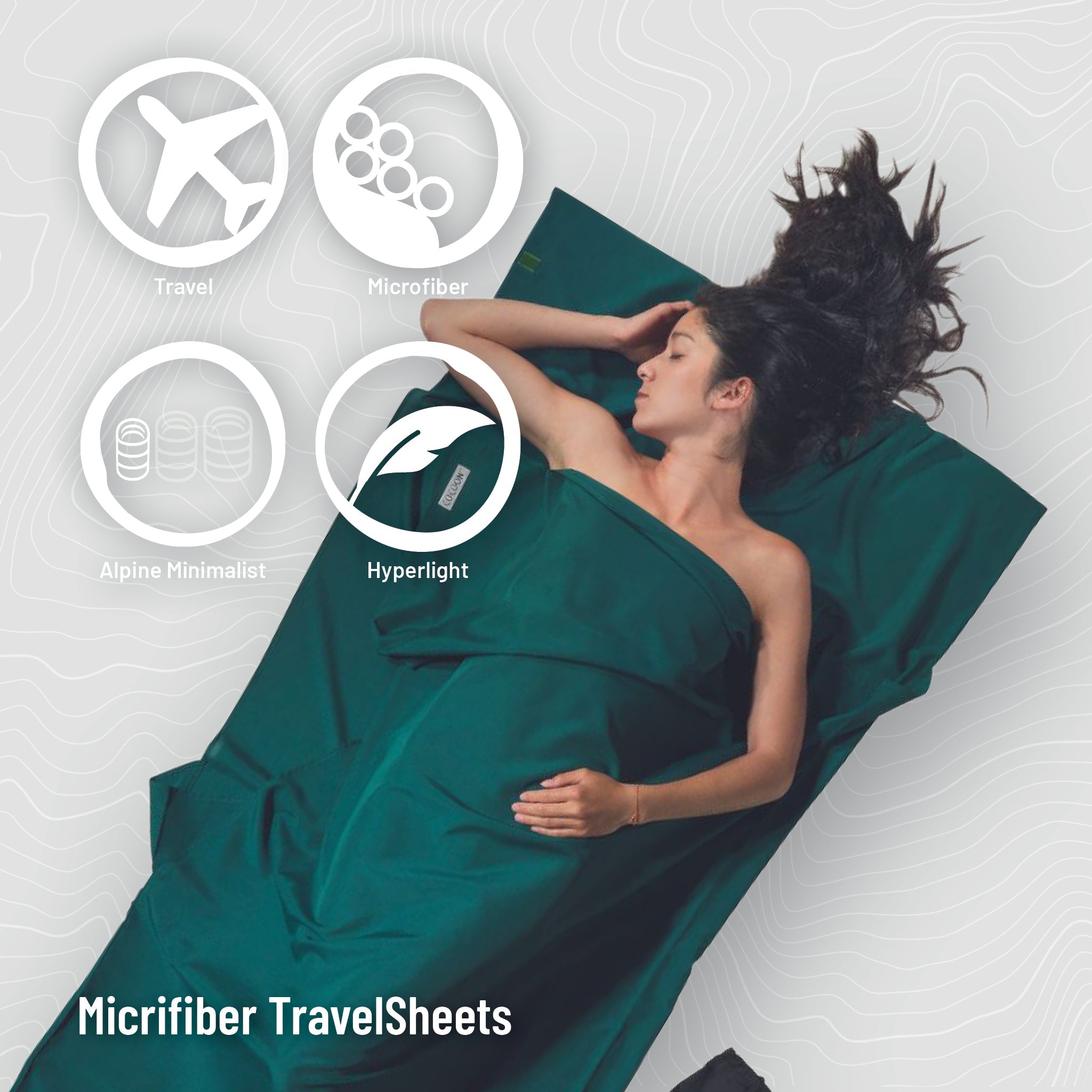 COCOON TravelSheet™ Microfiber in a lightweight design, perfect for camping and travel, showcasing its soft texture.