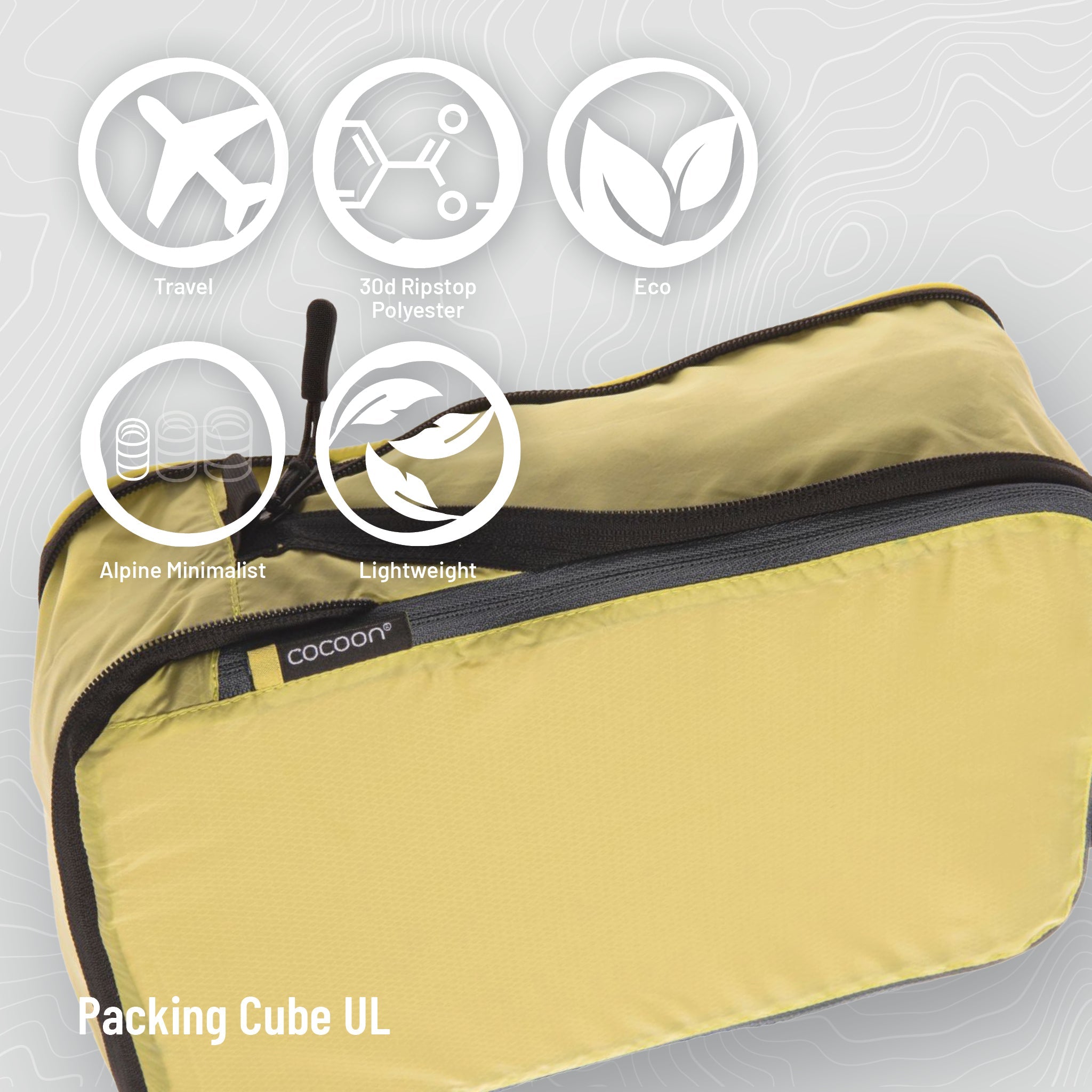COCOON light compression packing cube, compact and lightweight storage organizer for travel clothes and accessories.
