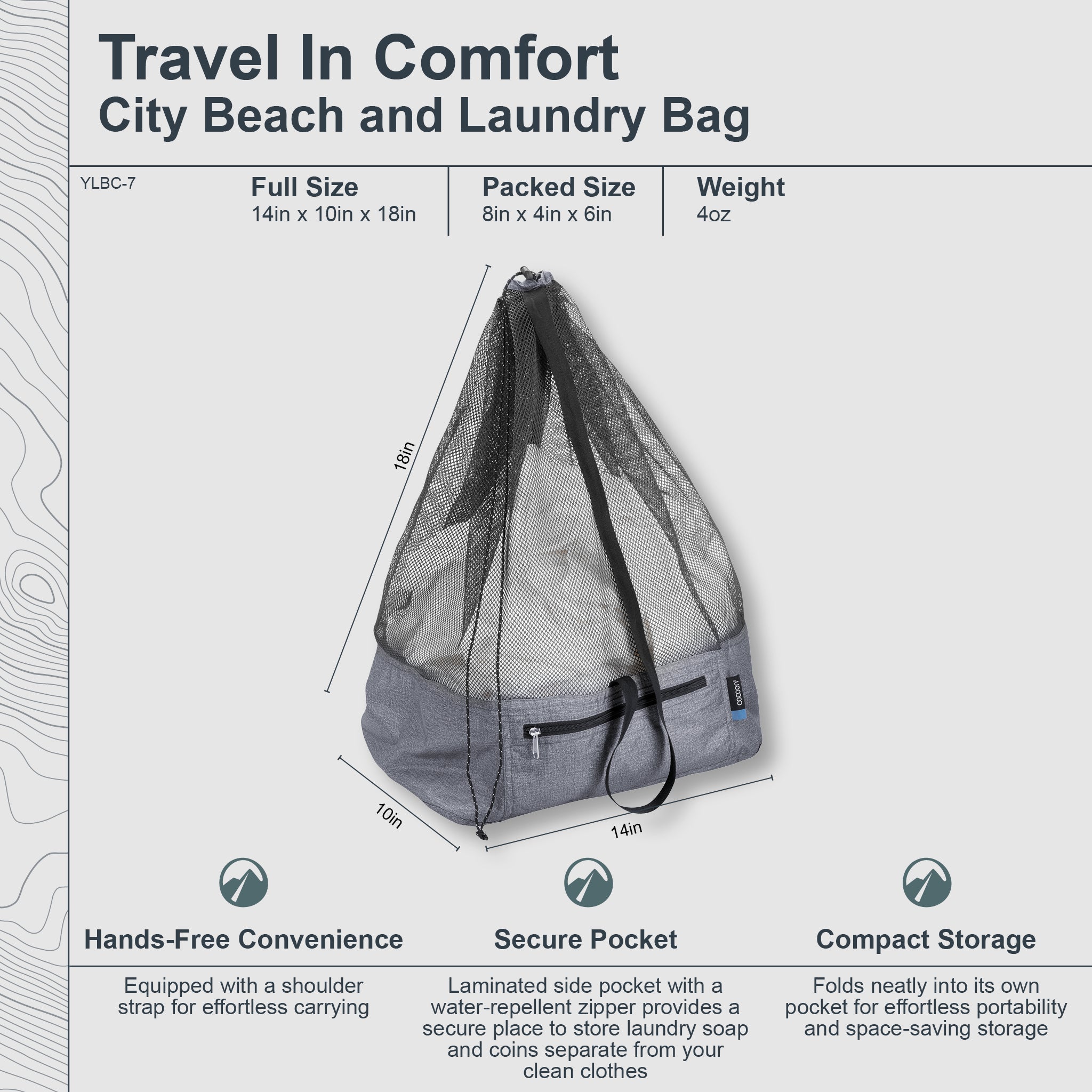 Yellow COCOON traveler and city laundry bag with handles and spacious interior, designed for easy laundry transportation.