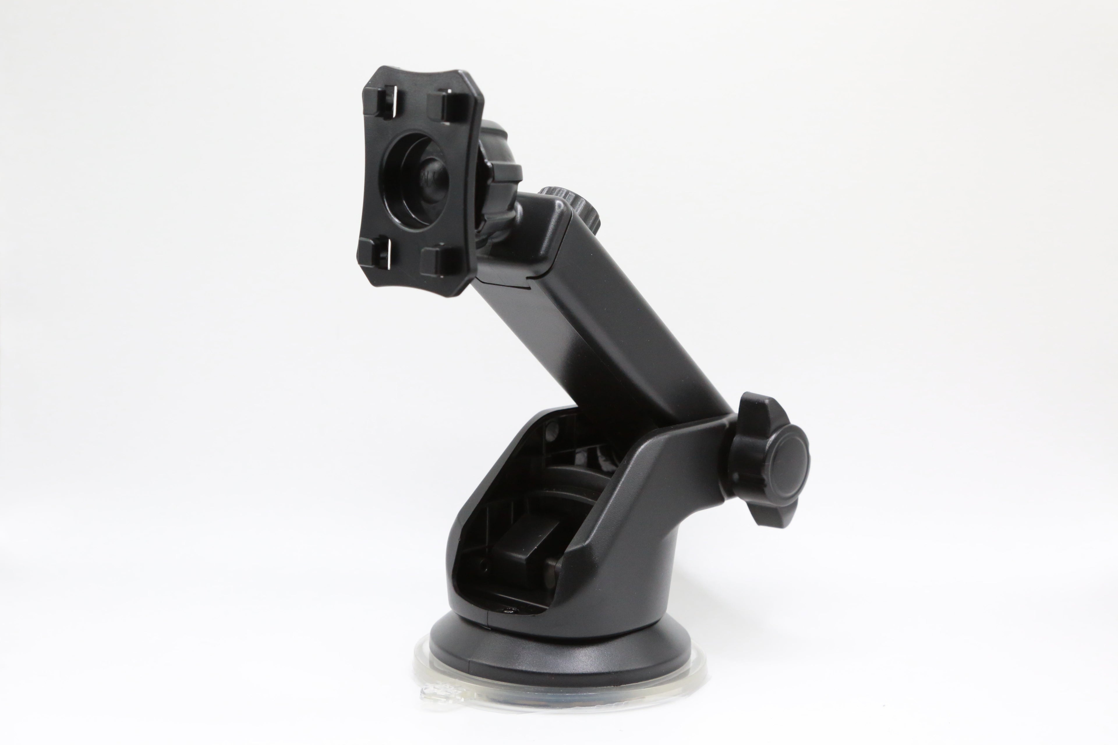 Rexing suction cup mount securely holds CPDuo-9 dash cam on windshield with adjustable angle for optimal viewing.