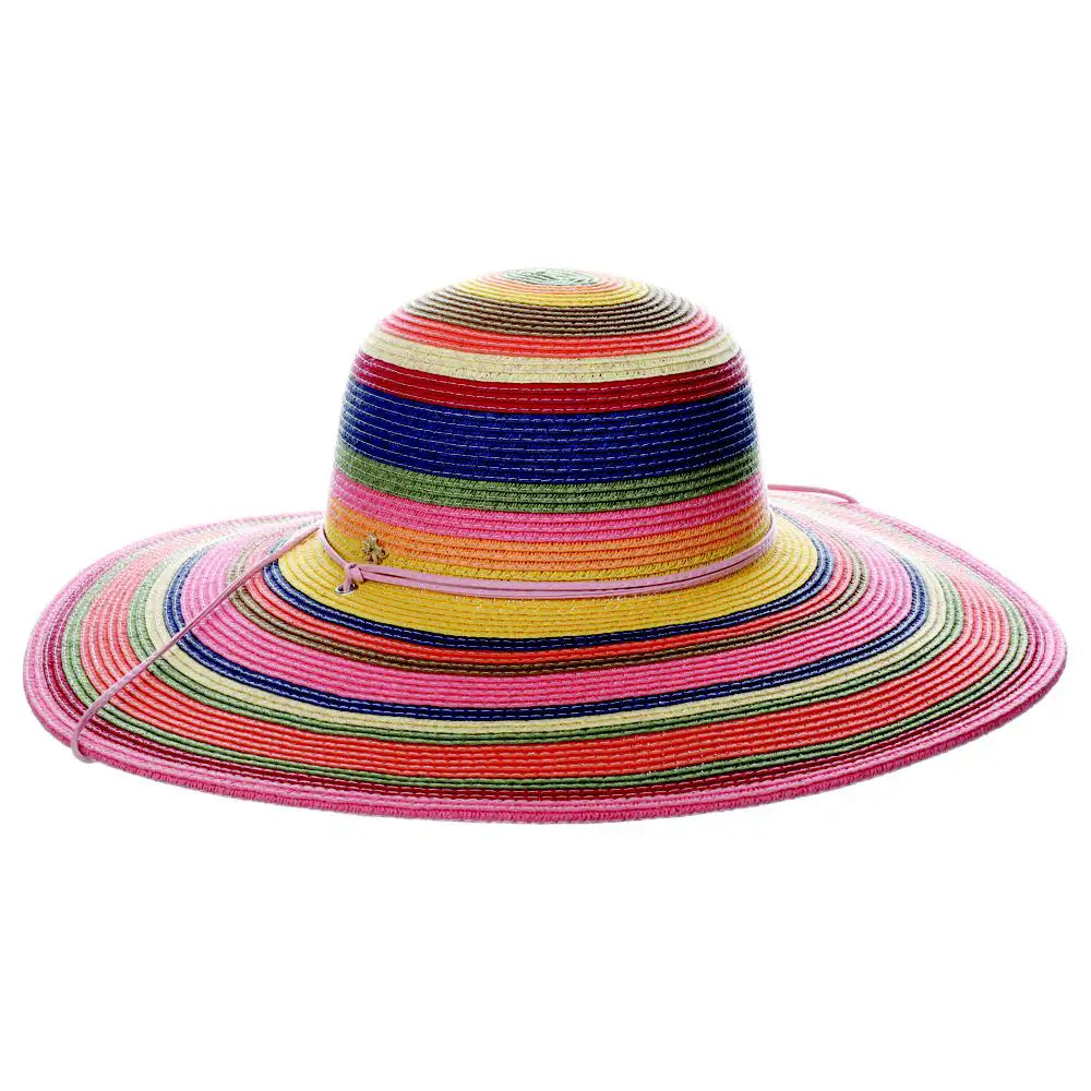 Women's straw sun hat by Cappelli Enis featuring a wide brim and coral color, perfect for summer outdoor wear.