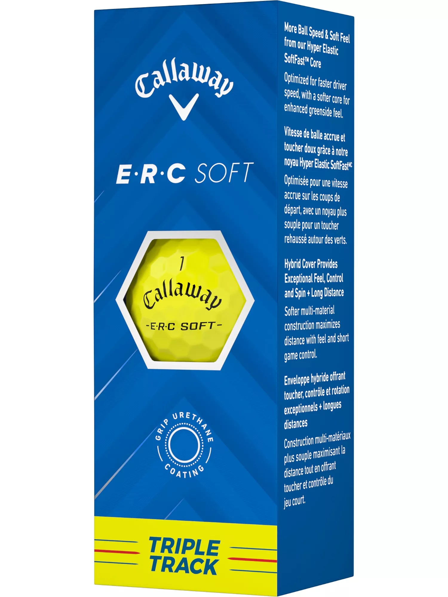 Callaway ERC Soft golf balls with Triple Track technology, featuring the brand logo and bright white surface for visibility.