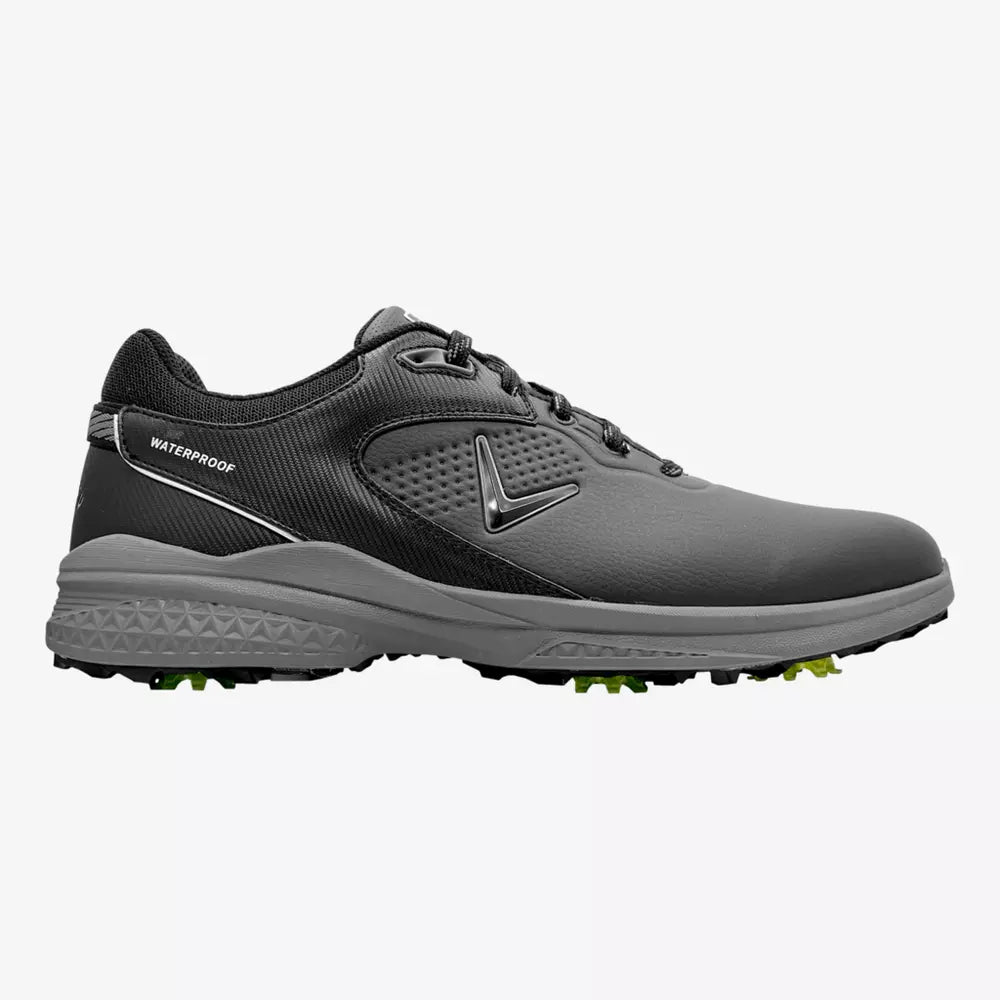 Callaway men's Solana TRX V3 golf shoes with white and navy design, featuring lightweight construction and sporty style.
