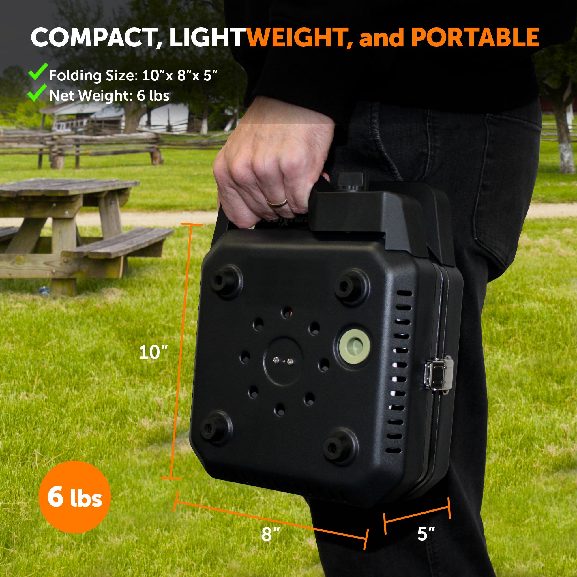 Portable Flame King Propane Campact Cooker grill with stainless steel surface and adjustable burner for outdoor cooking.