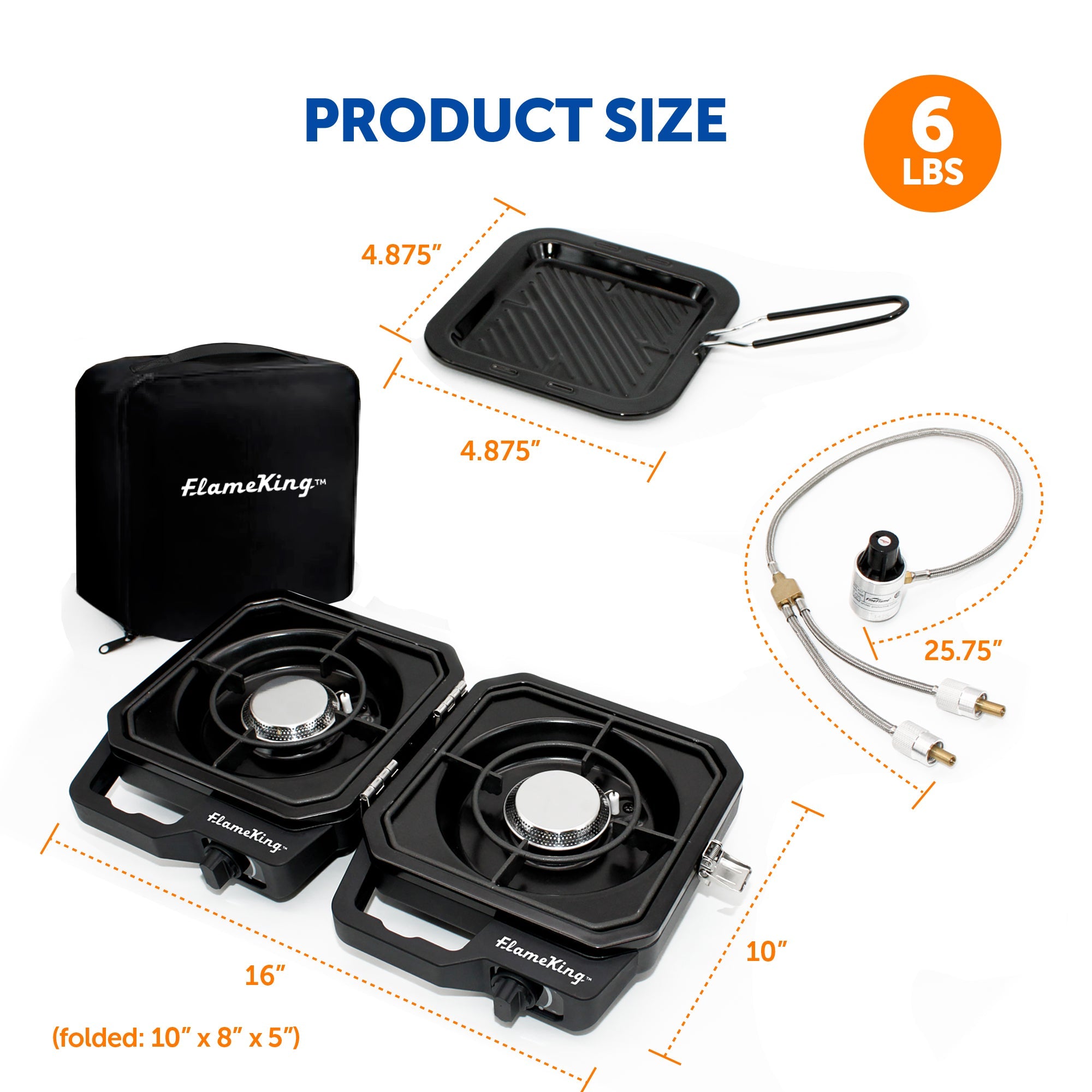 Flame King Portable Propane Campact Cooker grill with compact design and burner for outdoor camping cooking.