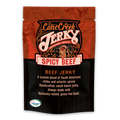 Spicy beef jerky from Cane Creek Jerky showing seasoned, dried beef strips with a spicy glaze, ready to eat.
