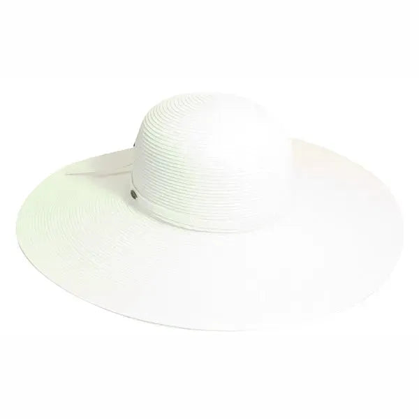 Women's straw sun hat from Scala Cape May collection, white wide-brim headwear for sun protection and stylish summer wear.