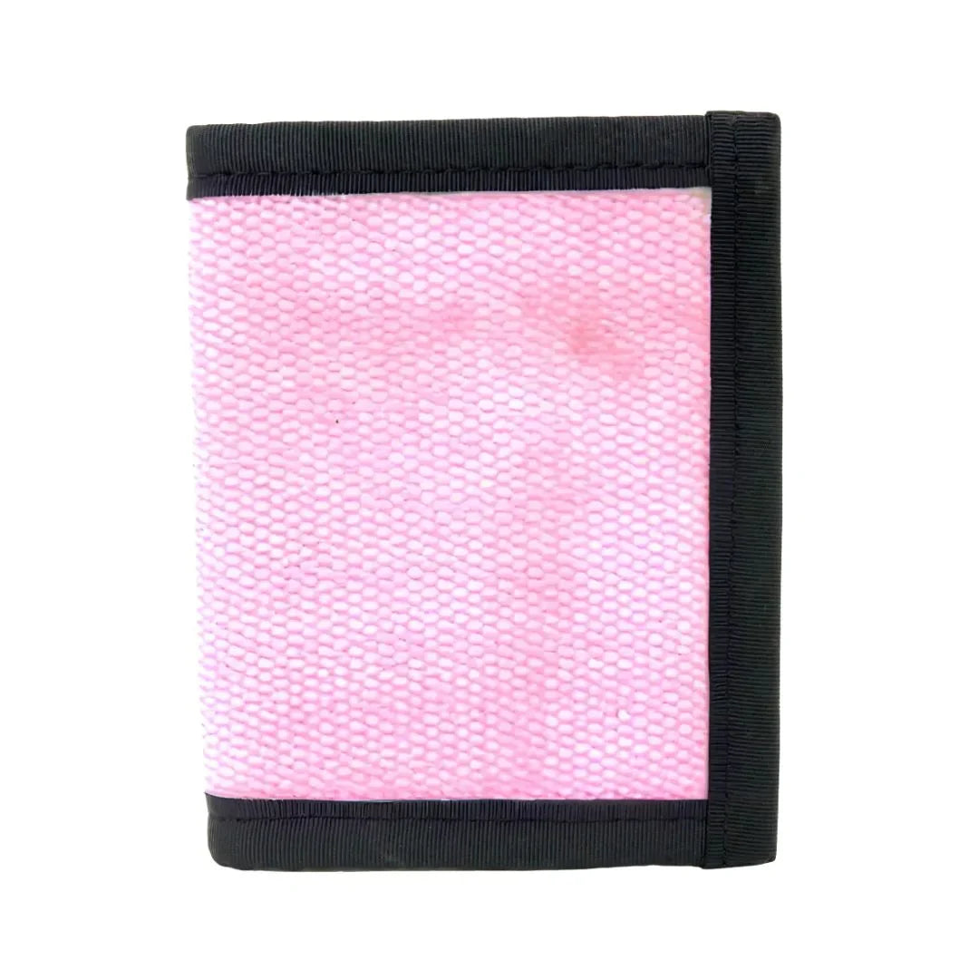 Recycled Firefighter Captain Wallet Firehose Edition in pink, showcasing durable firehose material and compact wallet design.