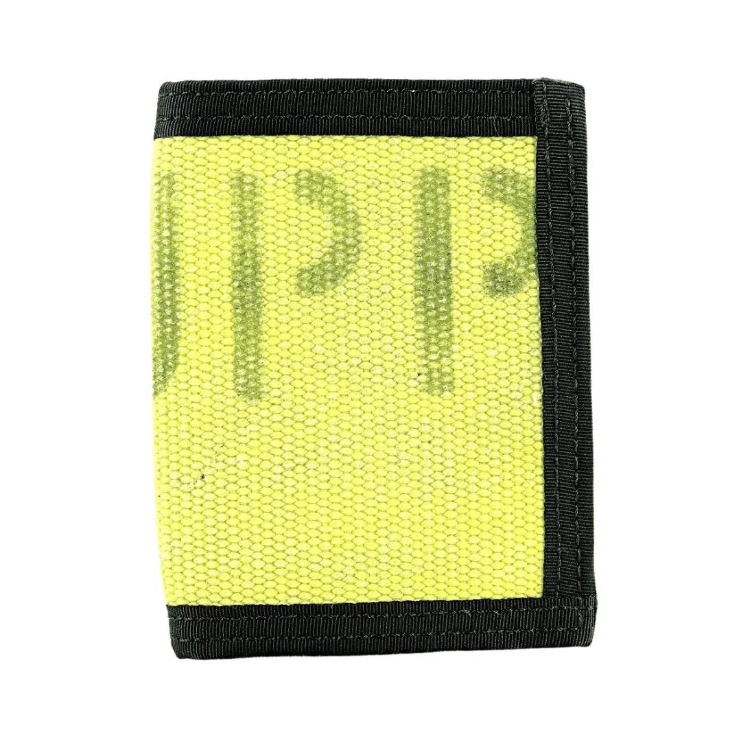 Recycled Firefighter Captain Wallet Firehose Edition with vintage yellow firehose exterior and black interior, durable and stylish.