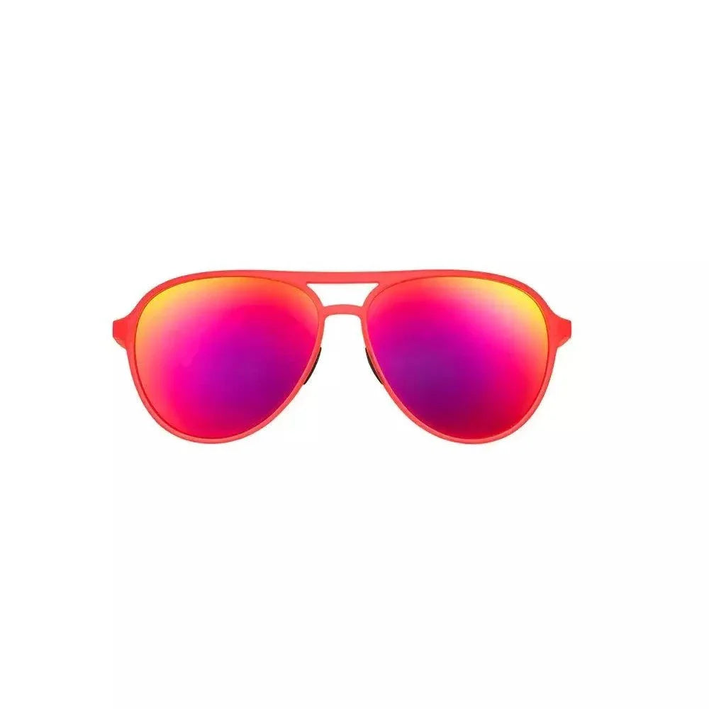Captain Blunt's Red-Eye MACH G polarized sunglasses with red-tinted lenses and sleek black frame, showcasing modern accessory style.