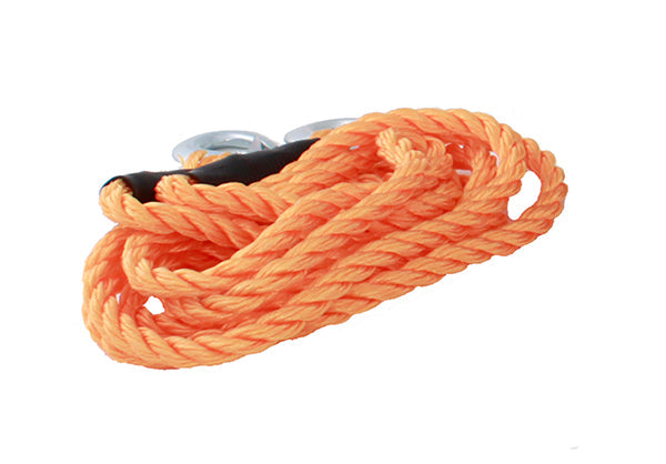 13ft Quake Kits tow rope with hooks for car towing, rated for 6000 lbs max tension, durable and reliable automotive tool.