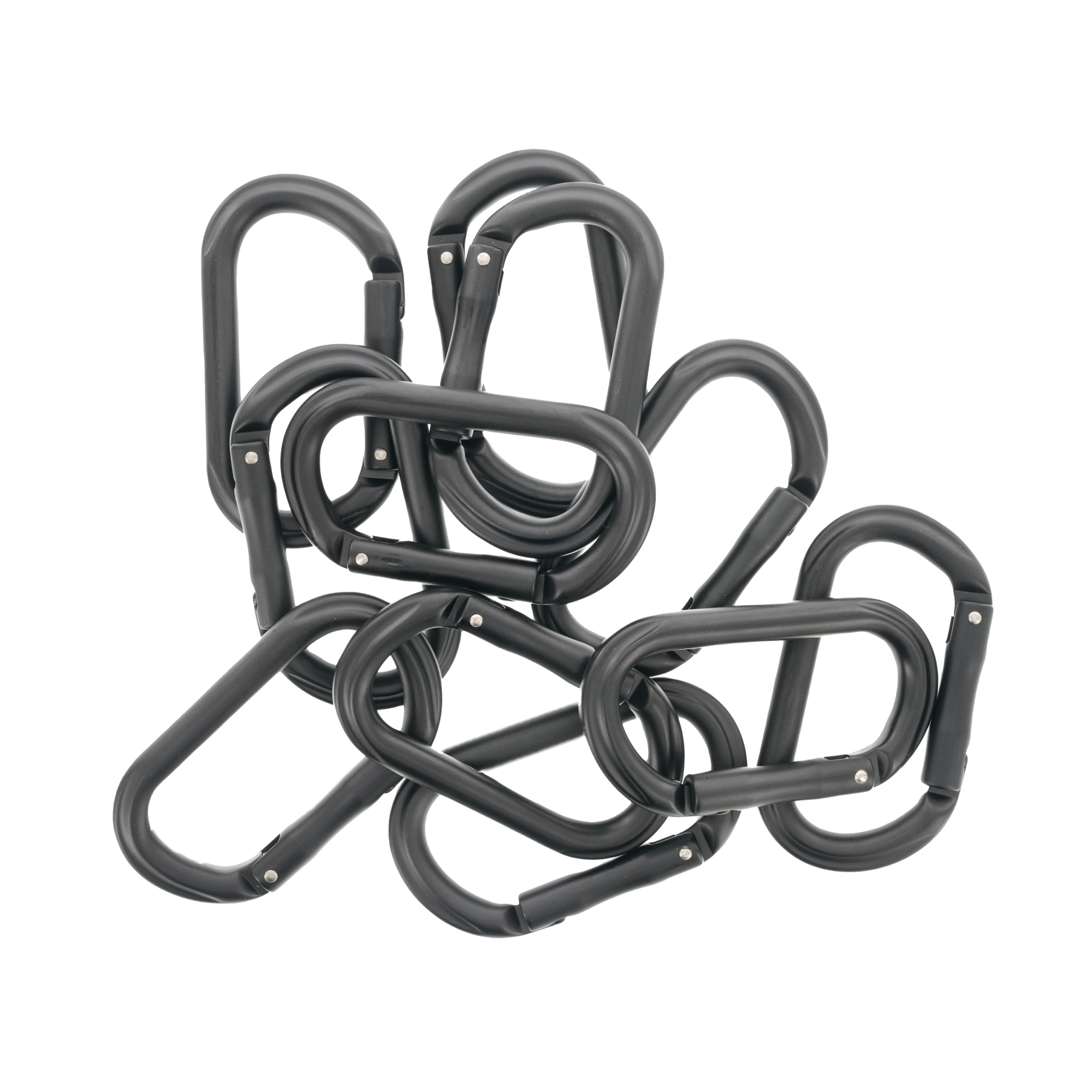 Rollercam carabiner, durable metal climbing and camping gear clip, shown in a pile of multiple carabiners.
