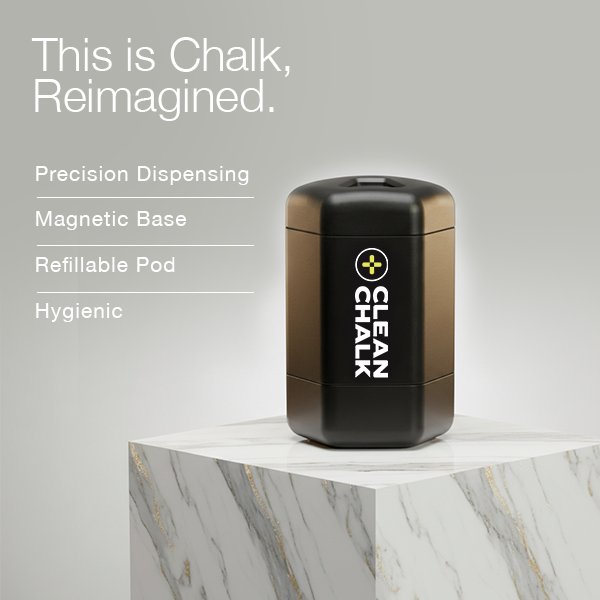 Clean Chalk Clean Chalk Pod mess-free chalk dispenser with reimagined design, featuring a sleek, compact chalk storage solution.